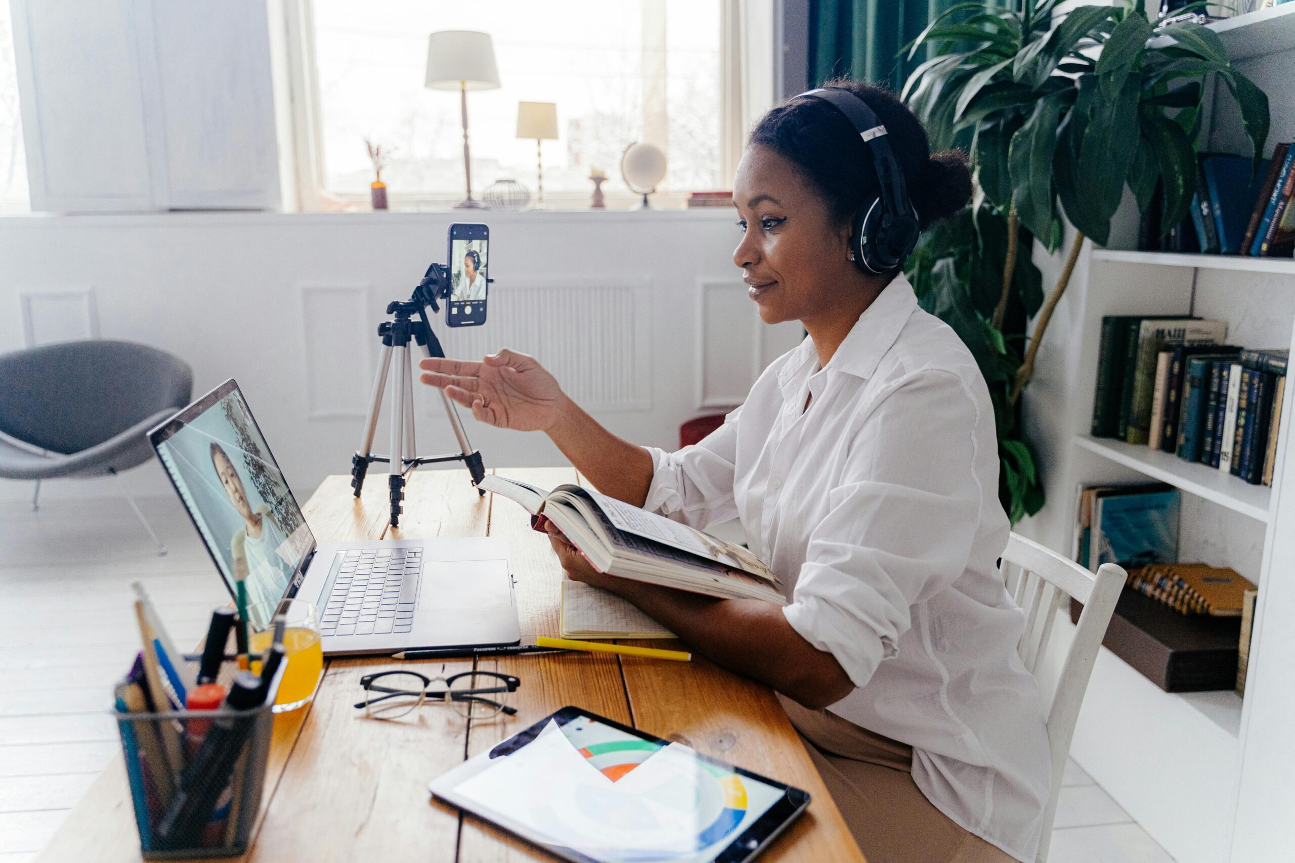 Young, South African woman working remotely